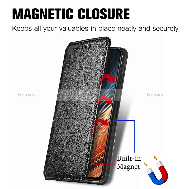 Leather Case Stands Fashionable Pattern Flip Cover Holder S01D for Xiaomi Poco F4 5G