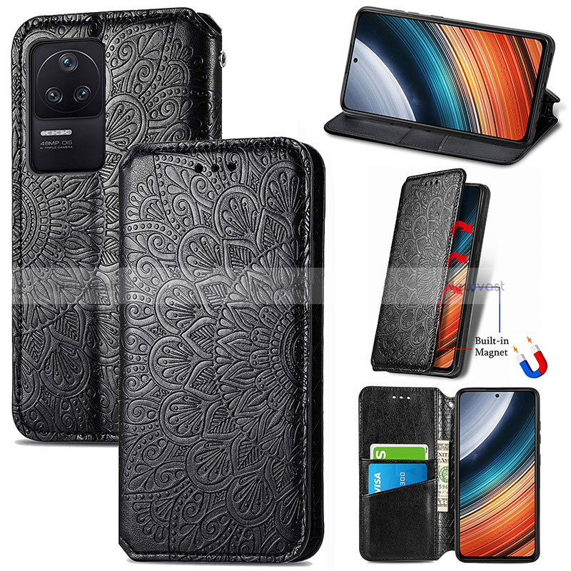 Leather Case Stands Fashionable Pattern Flip Cover Holder S01D for Xiaomi Poco F4 5G