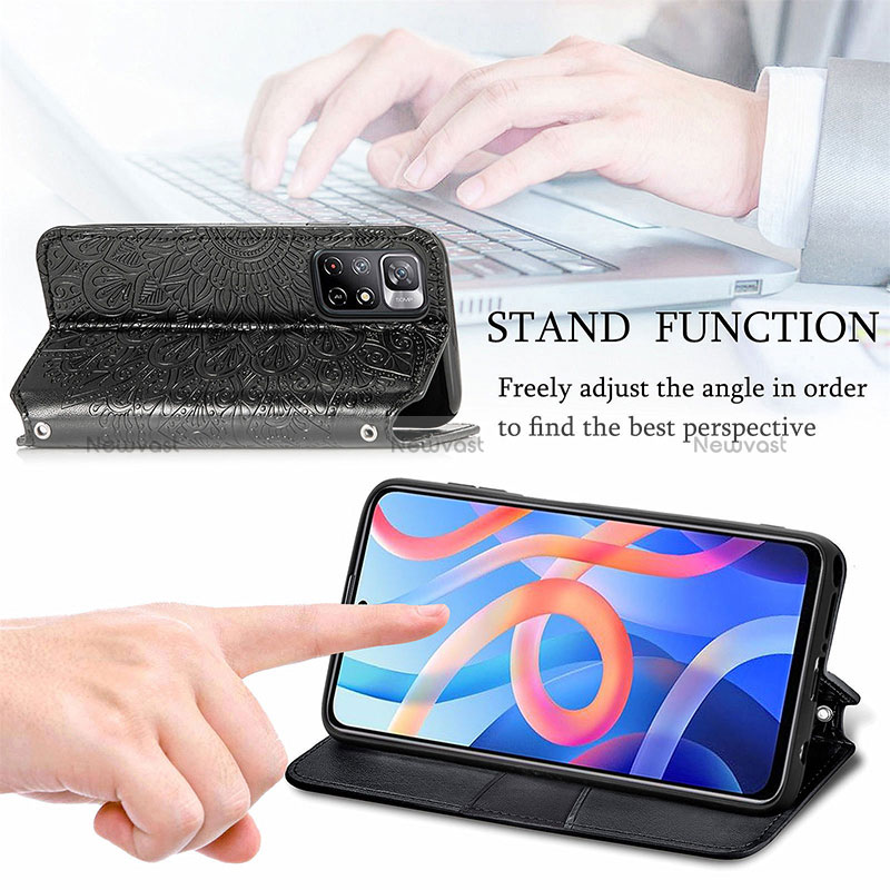 Leather Case Stands Fashionable Pattern Flip Cover Holder S01D for Xiaomi Poco M4 Pro 5G