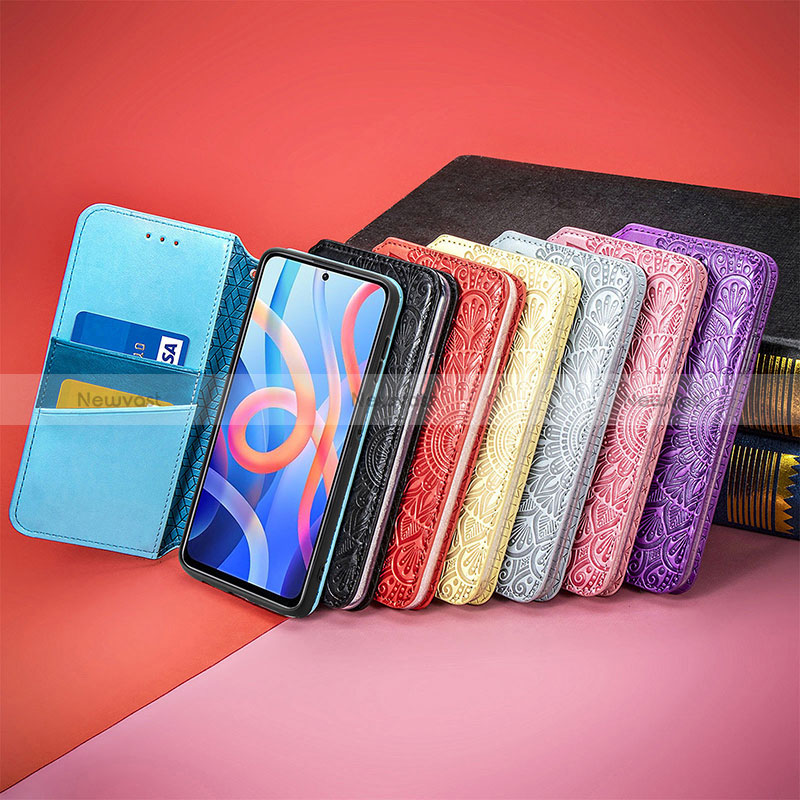 Leather Case Stands Fashionable Pattern Flip Cover Holder S01D for Xiaomi Poco M4 Pro 5G