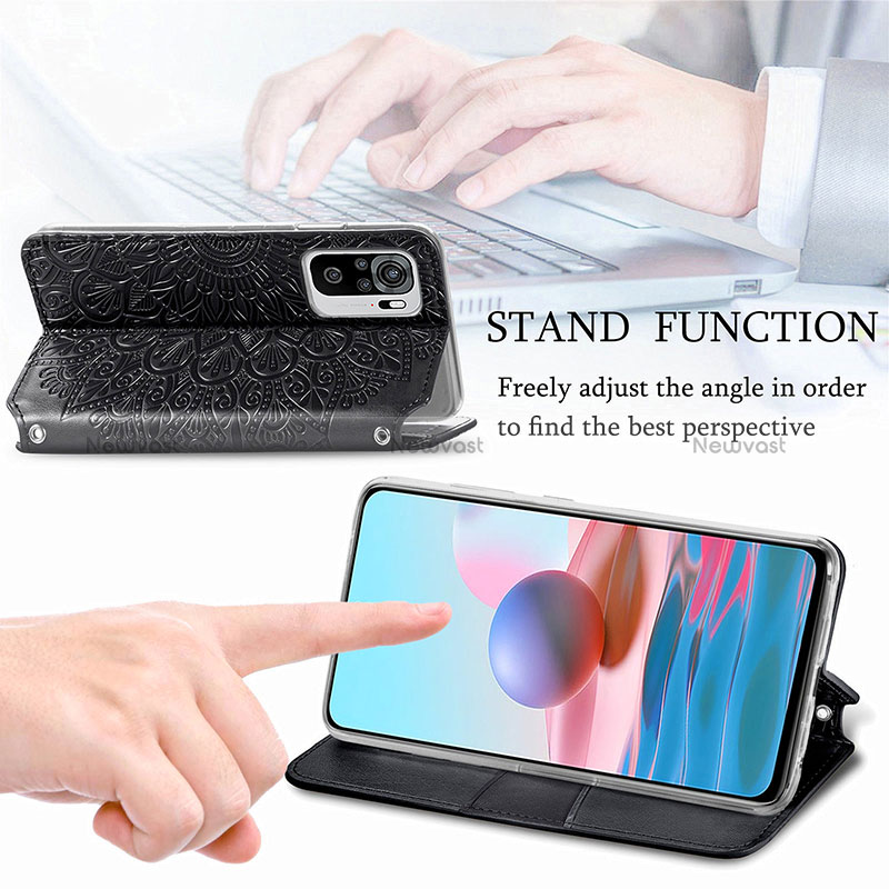 Leather Case Stands Fashionable Pattern Flip Cover Holder S01D for Xiaomi Poco M5S