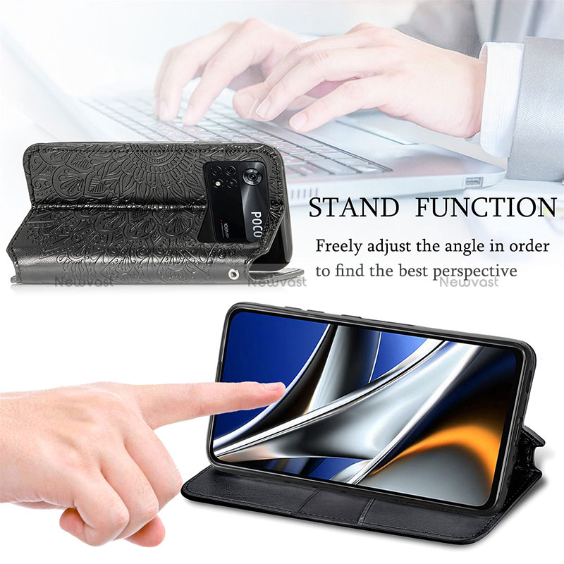 Leather Case Stands Fashionable Pattern Flip Cover Holder S01D for Xiaomi Poco X4 Pro 5G