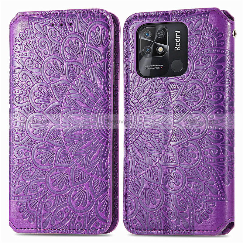 Leather Case Stands Fashionable Pattern Flip Cover Holder S01D for Xiaomi Redmi 10C 4G