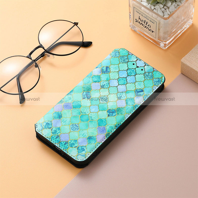 Leather Case Stands Fashionable Pattern Flip Cover Holder S01D for Xiaomi Redmi 12C 4G Green