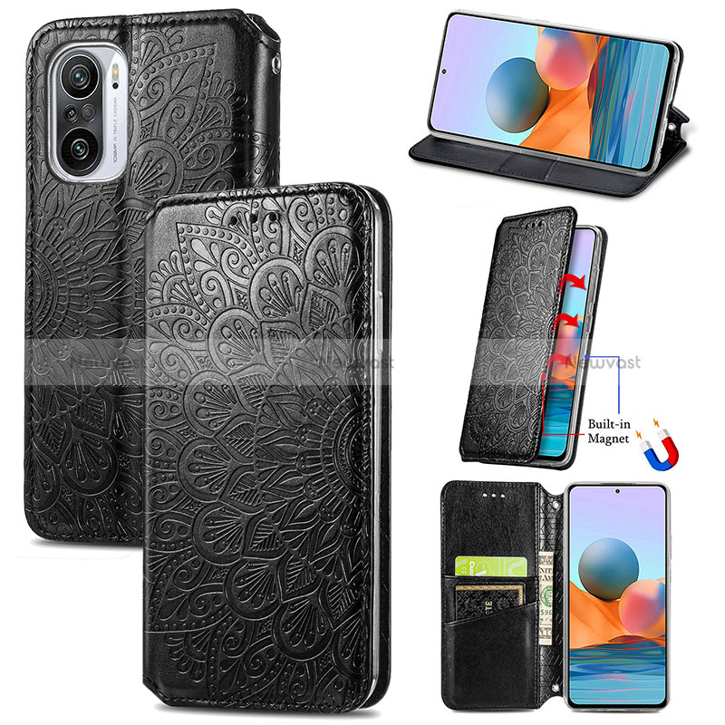 Leather Case Stands Fashionable Pattern Flip Cover Holder S01D for Xiaomi Redmi K40 5G