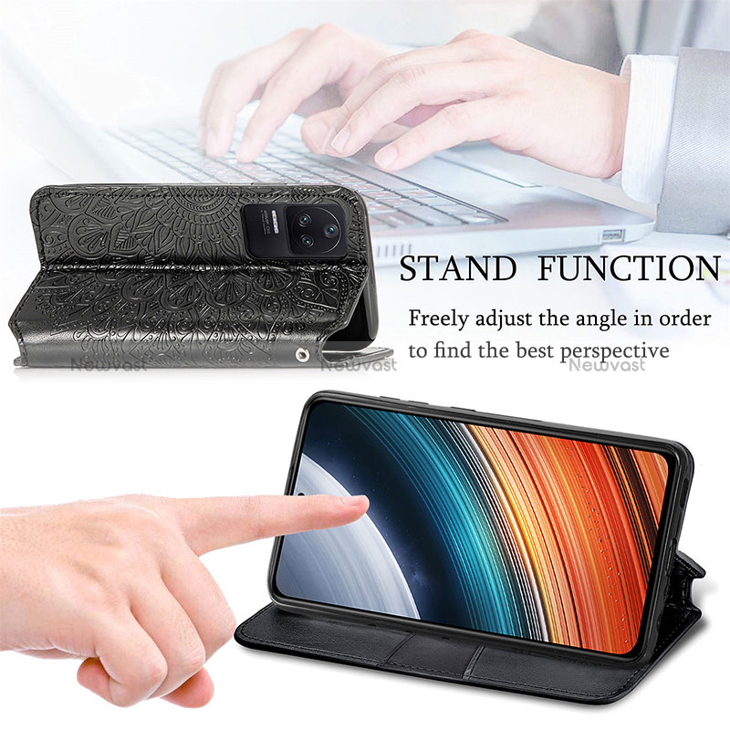 Leather Case Stands Fashionable Pattern Flip Cover Holder S01D for Xiaomi Redmi K40S 5G