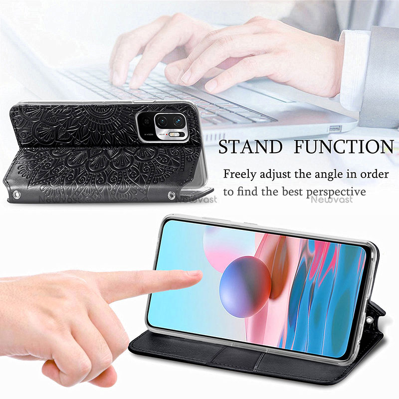 Leather Case Stands Fashionable Pattern Flip Cover Holder S01D for Xiaomi Redmi Note 10 5G