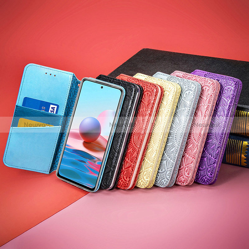 Leather Case Stands Fashionable Pattern Flip Cover Holder S01D for Xiaomi Redmi Note 10 JE 5G