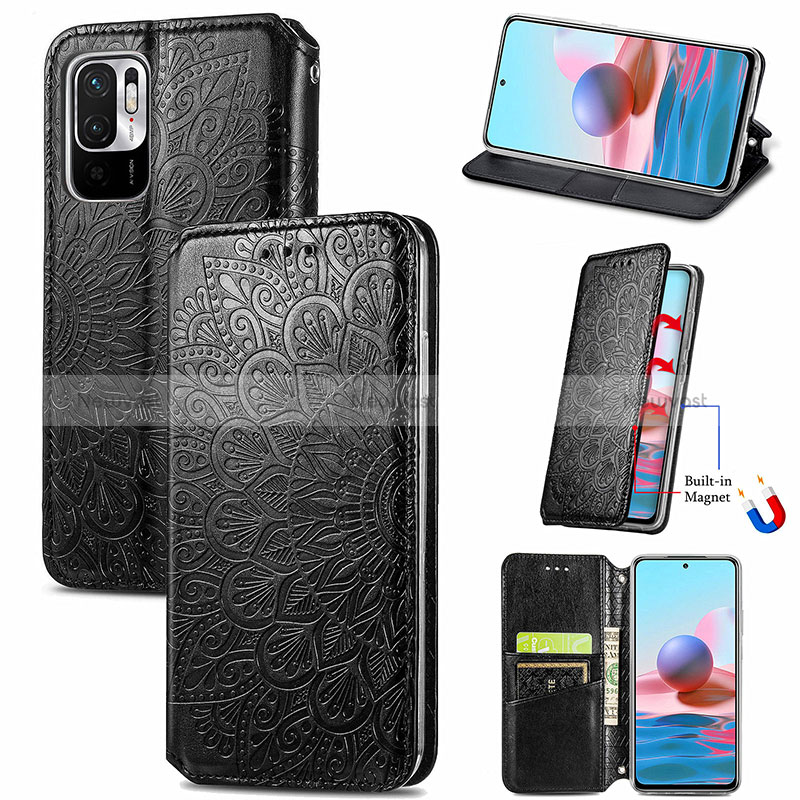 Leather Case Stands Fashionable Pattern Flip Cover Holder S01D for Xiaomi Redmi Note 10 JE 5G