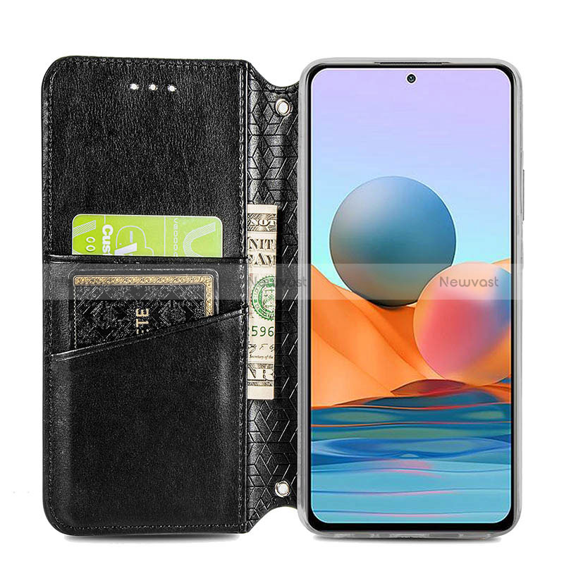 Leather Case Stands Fashionable Pattern Flip Cover Holder S01D for Xiaomi Redmi Note 10 Pro 4G