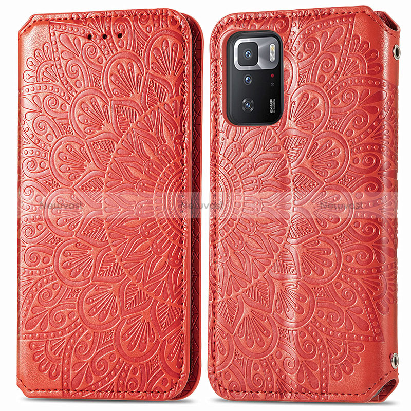 Leather Case Stands Fashionable Pattern Flip Cover Holder S01D for Xiaomi Redmi Note 10 Pro 5G