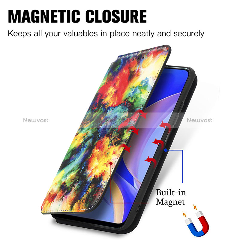 Leather Case Stands Fashionable Pattern Flip Cover Holder S02D for Huawei Enjoy 50 Pro