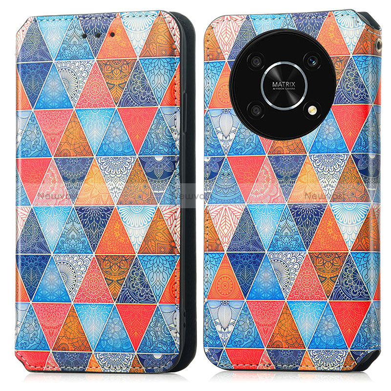 Leather Case Stands Fashionable Pattern Flip Cover Holder S02D for Huawei Enjoy 50 Pro