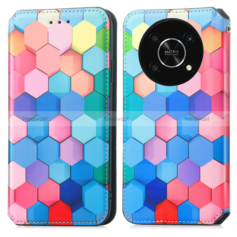 Leather Case Stands Fashionable Pattern Flip Cover Holder S02D for Huawei Enjoy 50 Pro