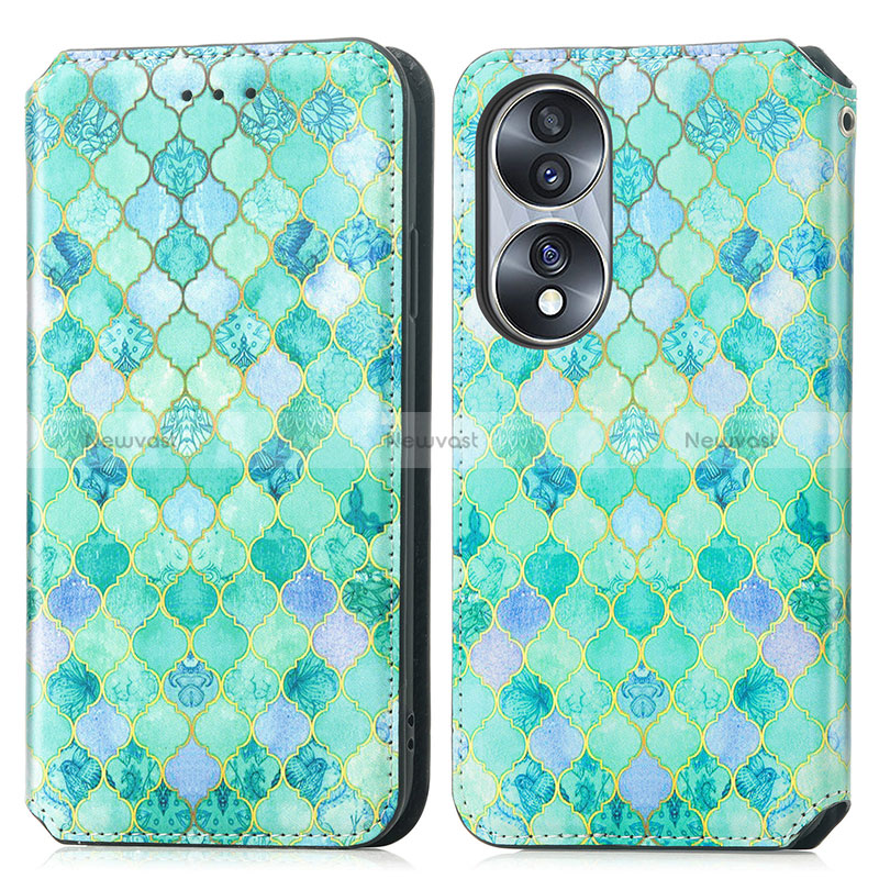 Leather Case Stands Fashionable Pattern Flip Cover Holder S02D for Huawei Honor 70 5G