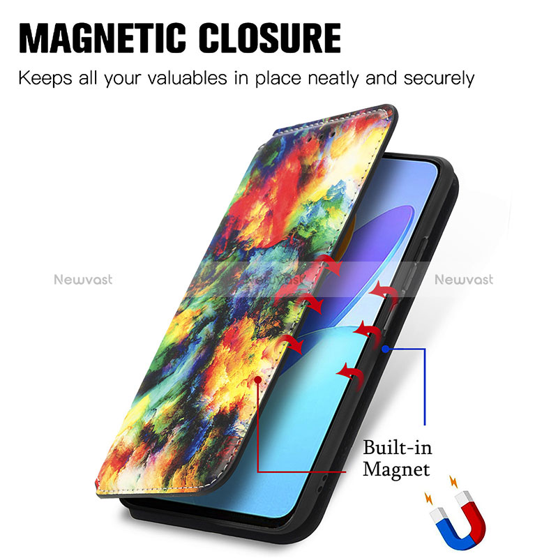 Leather Case Stands Fashionable Pattern Flip Cover Holder S02D for Huawei Honor 70 Lite 5G