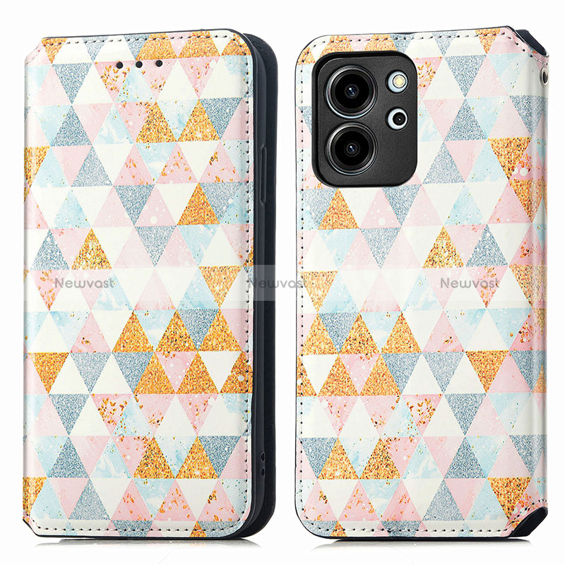 Leather Case Stands Fashionable Pattern Flip Cover Holder S02D for Huawei Honor 80 SE 5G