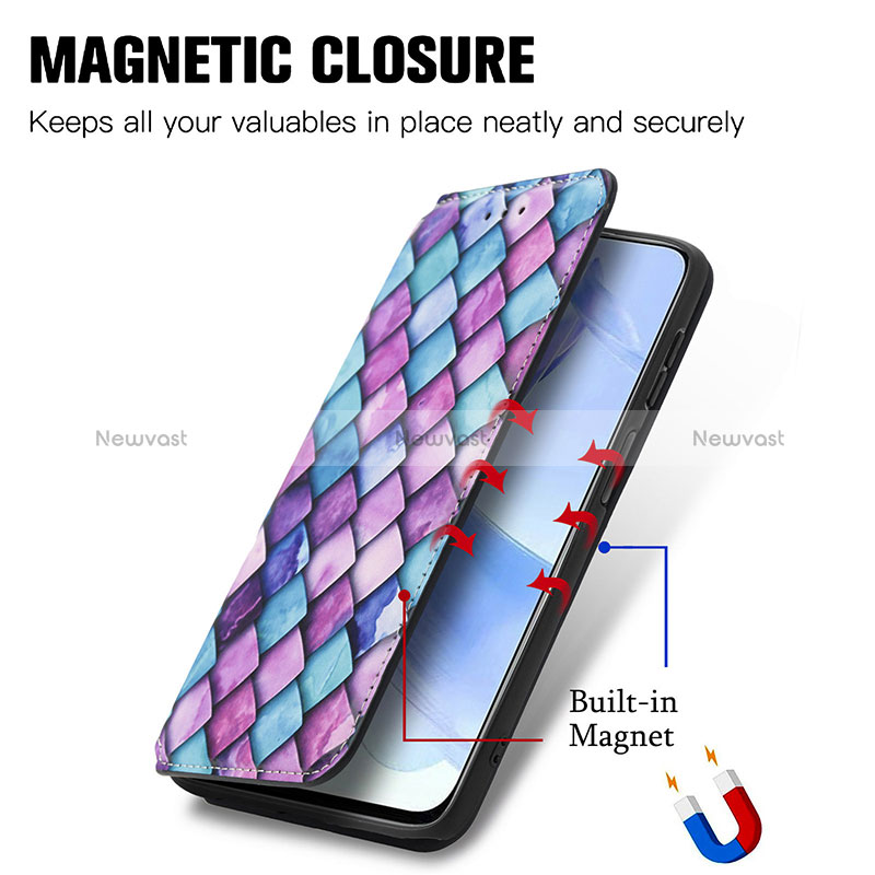 Leather Case Stands Fashionable Pattern Flip Cover Holder S02D for Huawei Honor 90 Lite 5G