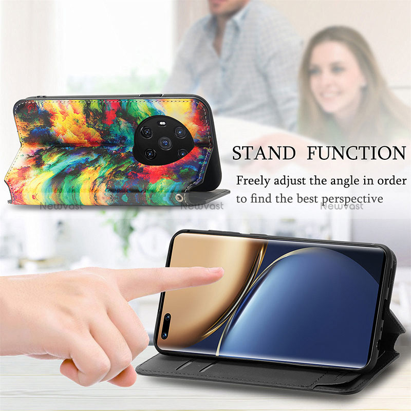 Leather Case Stands Fashionable Pattern Flip Cover Holder S02D for Huawei Honor Magic3 5G