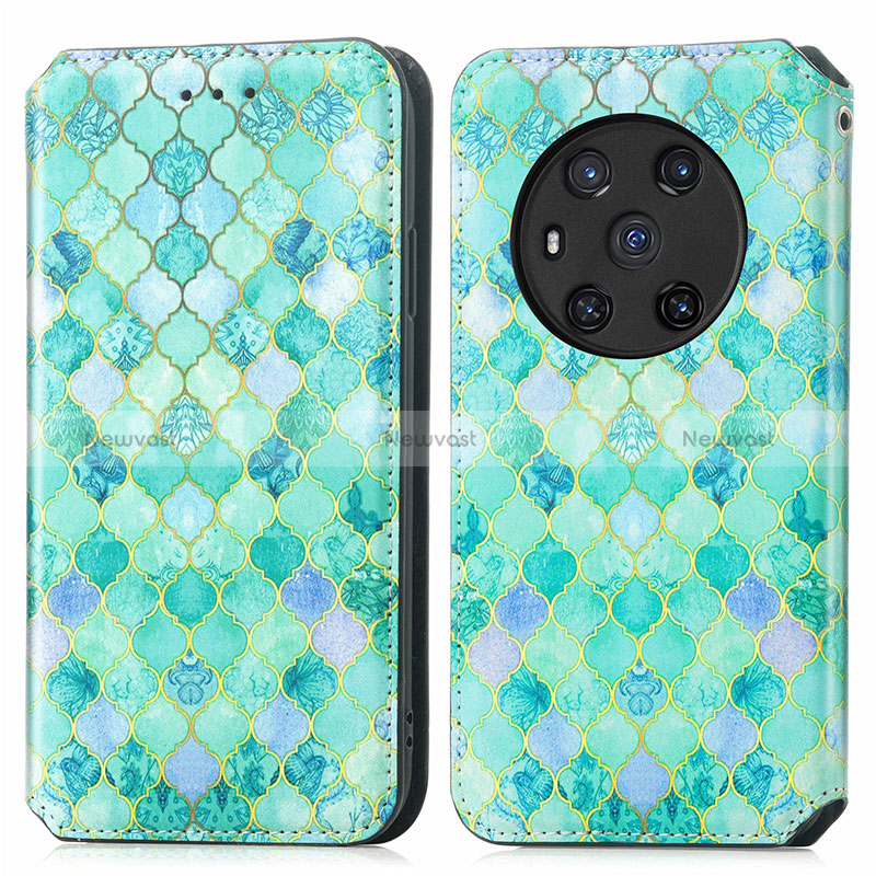 Leather Case Stands Fashionable Pattern Flip Cover Holder S02D for Huawei Honor Magic3 5G