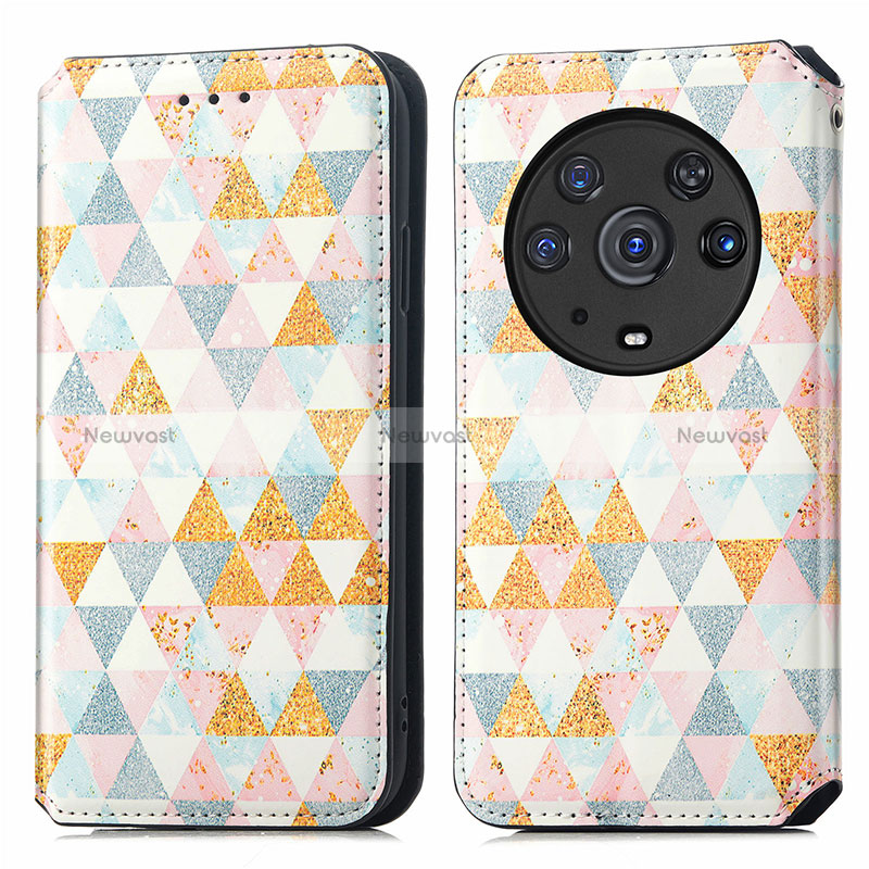 Leather Case Stands Fashionable Pattern Flip Cover Holder S02D for Huawei Honor Magic3 Pro 5G