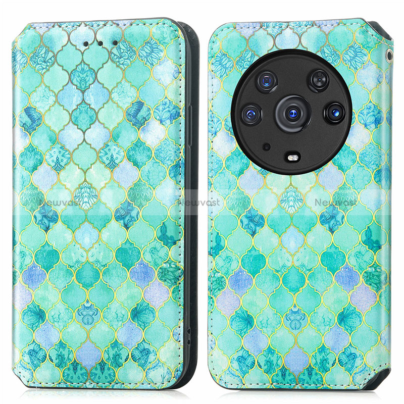 Leather Case Stands Fashionable Pattern Flip Cover Holder S02D for Huawei Honor Magic3 Pro 5G