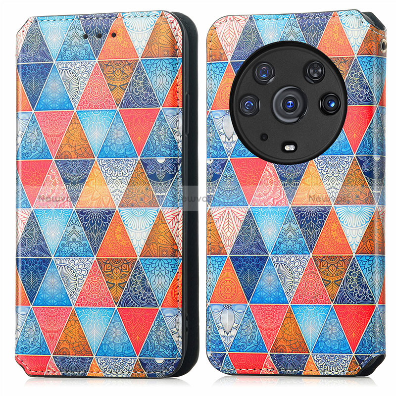 Leather Case Stands Fashionable Pattern Flip Cover Holder S02D for Huawei Honor Magic3 Pro 5G