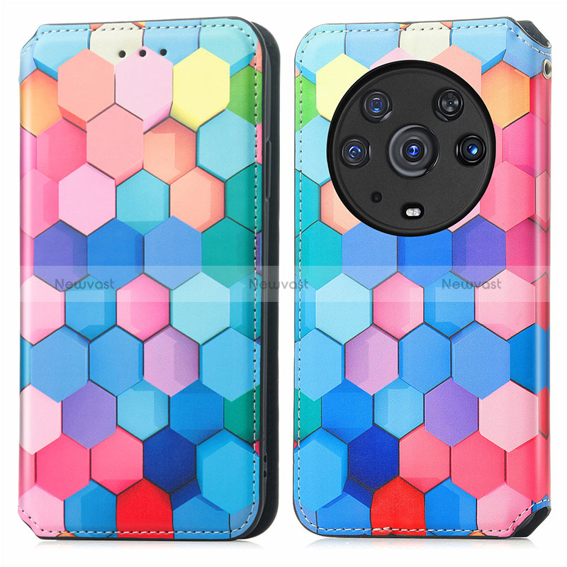 Leather Case Stands Fashionable Pattern Flip Cover Holder S02D for Huawei Honor Magic3 Pro 5G