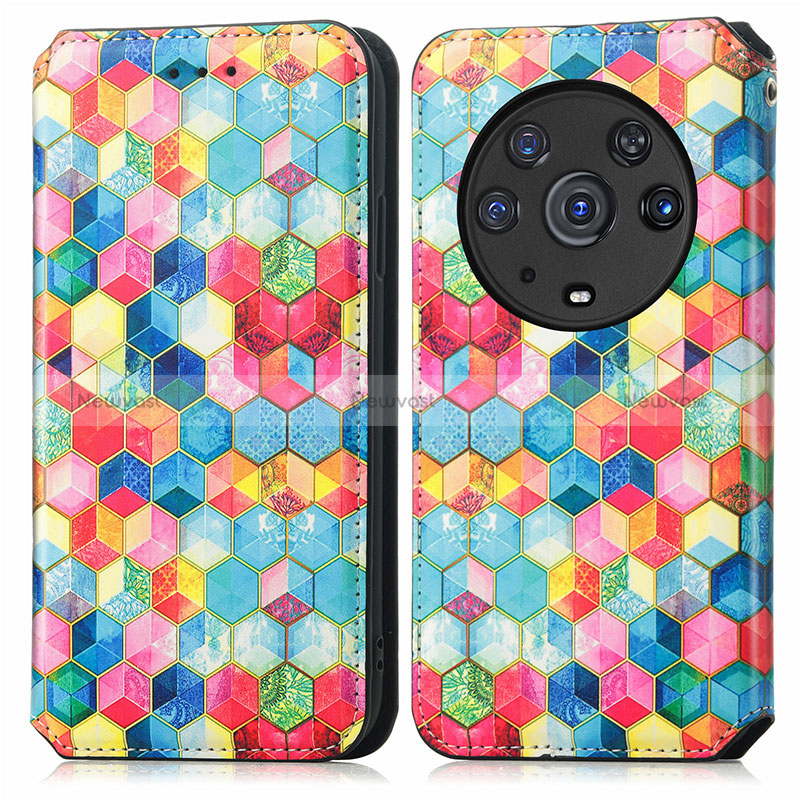 Leather Case Stands Fashionable Pattern Flip Cover Holder S02D for Huawei Honor Magic3 Pro 5G