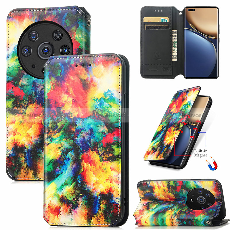 Leather Case Stands Fashionable Pattern Flip Cover Holder S02D for Huawei Honor Magic3 Pro 5G