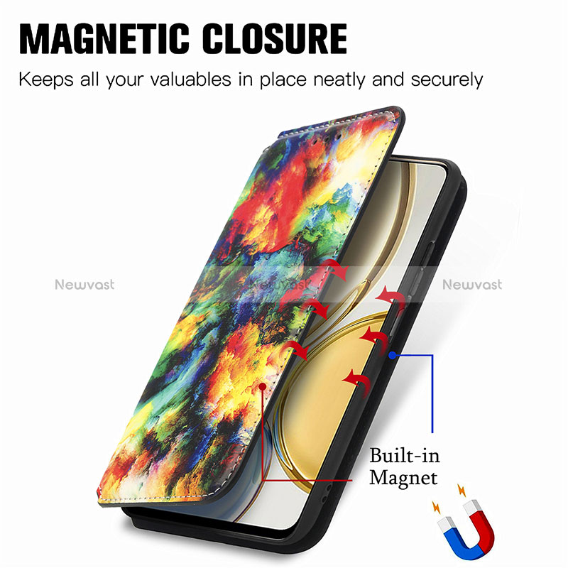 Leather Case Stands Fashionable Pattern Flip Cover Holder S02D for Huawei Honor Magic4 Lite 5G