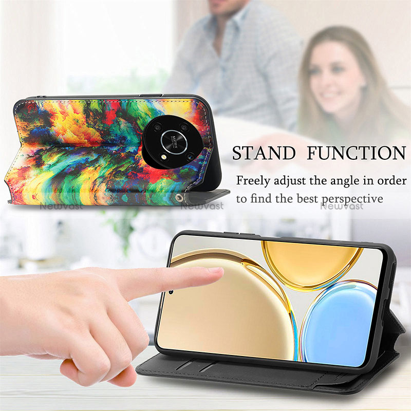 Leather Case Stands Fashionable Pattern Flip Cover Holder S02D for Huawei Honor Magic4 Lite 5G