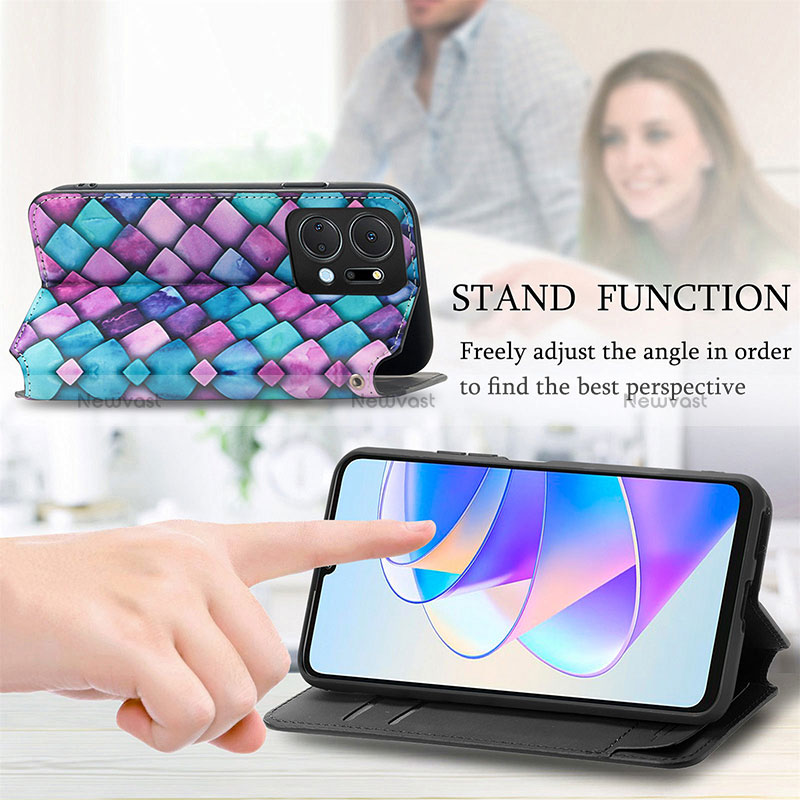 Leather Case Stands Fashionable Pattern Flip Cover Holder S02D for Huawei Honor X7a