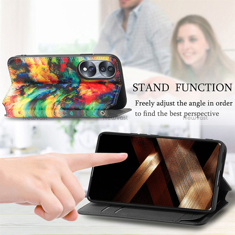 Leather Case Stands Fashionable Pattern Flip Cover Holder S02D for Huawei Honor X7b