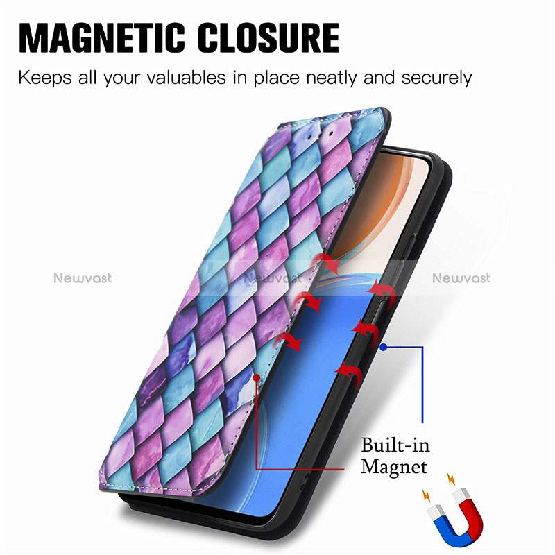 Leather Case Stands Fashionable Pattern Flip Cover Holder S02D for Huawei Honor X8 4G