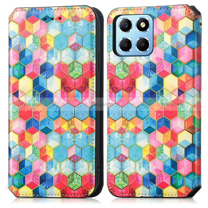 Leather Case Stands Fashionable Pattern Flip Cover Holder S02D for Huawei Honor X8 5G