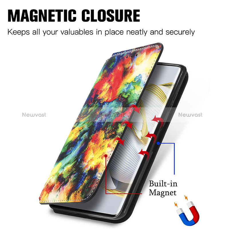 Leather Case Stands Fashionable Pattern Flip Cover Holder S02D for Huawei Nova 10