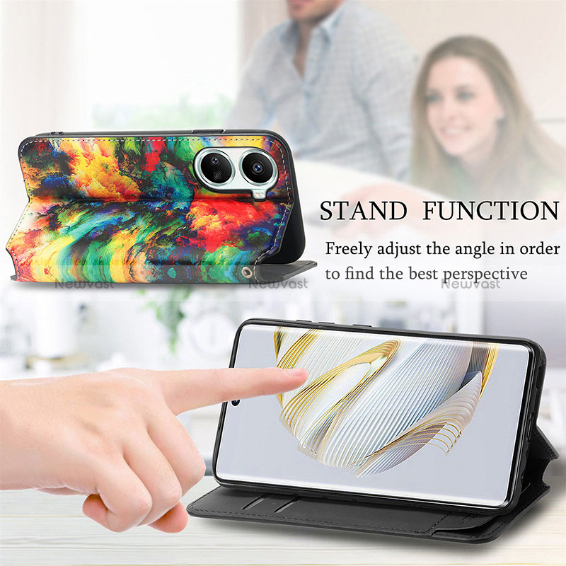 Leather Case Stands Fashionable Pattern Flip Cover Holder S02D for Huawei Nova 10 SE