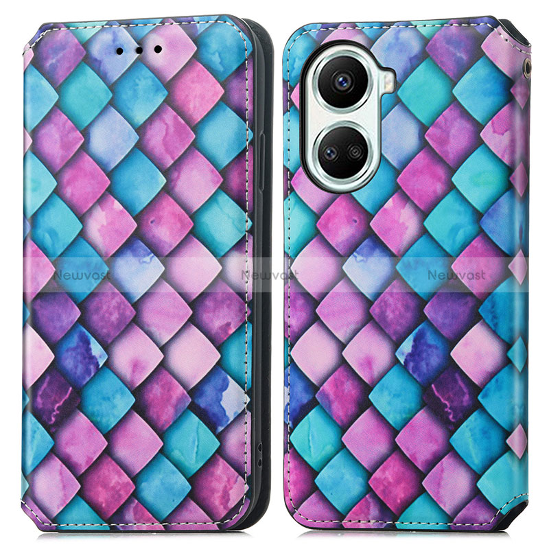 Leather Case Stands Fashionable Pattern Flip Cover Holder S02D for Huawei Nova 10 SE