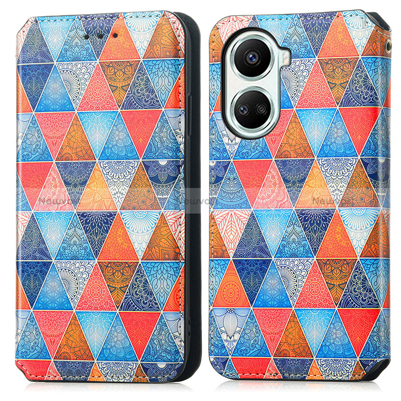 Leather Case Stands Fashionable Pattern Flip Cover Holder S02D for Huawei Nova 10 SE