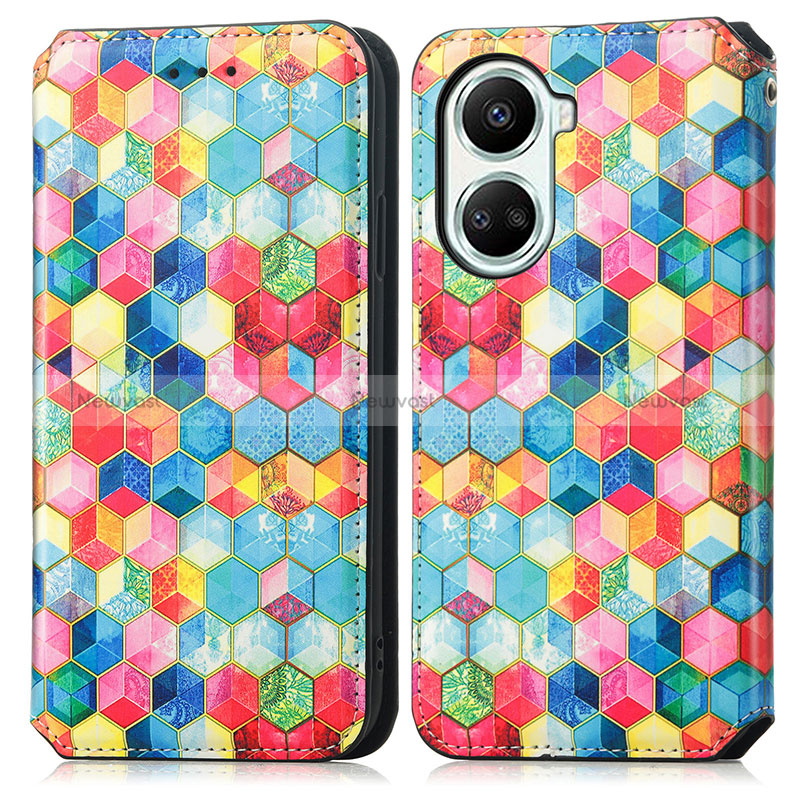 Leather Case Stands Fashionable Pattern Flip Cover Holder S02D for Huawei Nova 10 SE