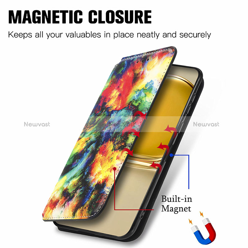 Leather Case Stands Fashionable Pattern Flip Cover Holder S02D for Huawei P50 Pro