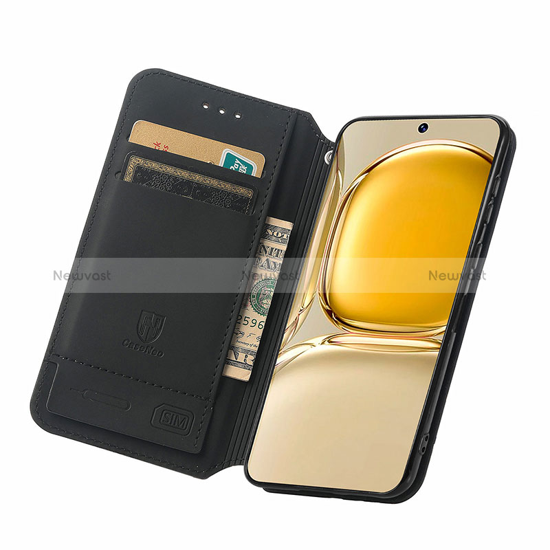 Leather Case Stands Fashionable Pattern Flip Cover Holder S02D for Huawei P50 Pro