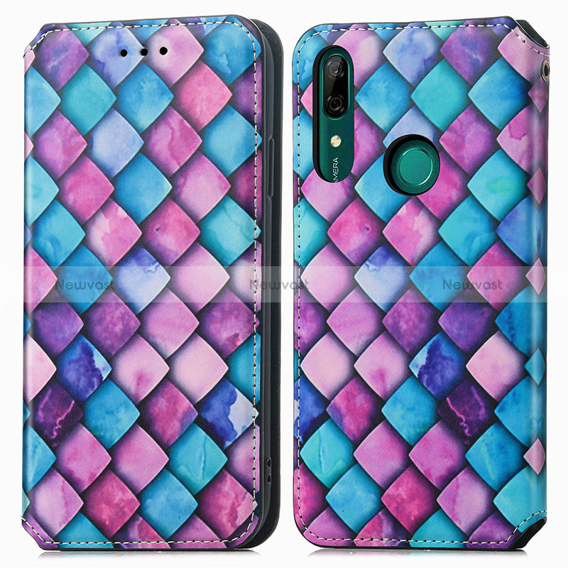 Leather Case Stands Fashionable Pattern Flip Cover Holder S02D for Huawei Y9 Prime (2019) Purple