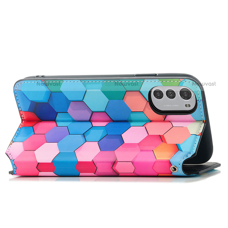 Leather Case Stands Fashionable Pattern Flip Cover Holder S02D for Motorola Moto E32