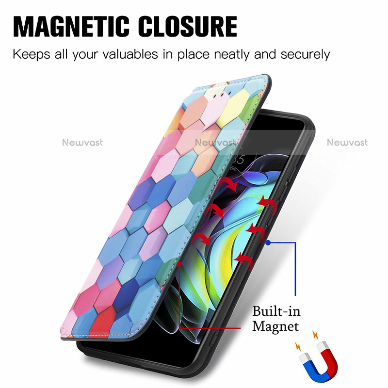 Leather Case Stands Fashionable Pattern Flip Cover Holder S02D for Motorola Moto Edge 20 5G