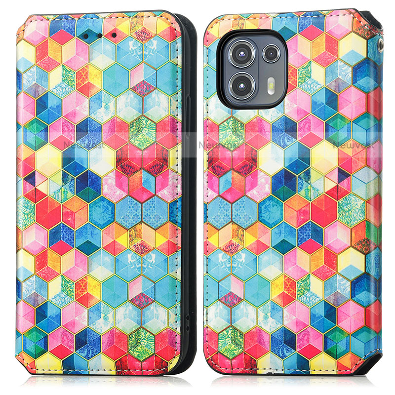 Leather Case Stands Fashionable Pattern Flip Cover Holder S02D for Motorola Moto Edge 20 Lite 5G