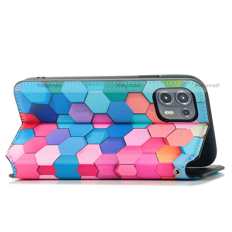 Leather Case Stands Fashionable Pattern Flip Cover Holder S02D for Motorola Moto Edge 20 Lite 5G