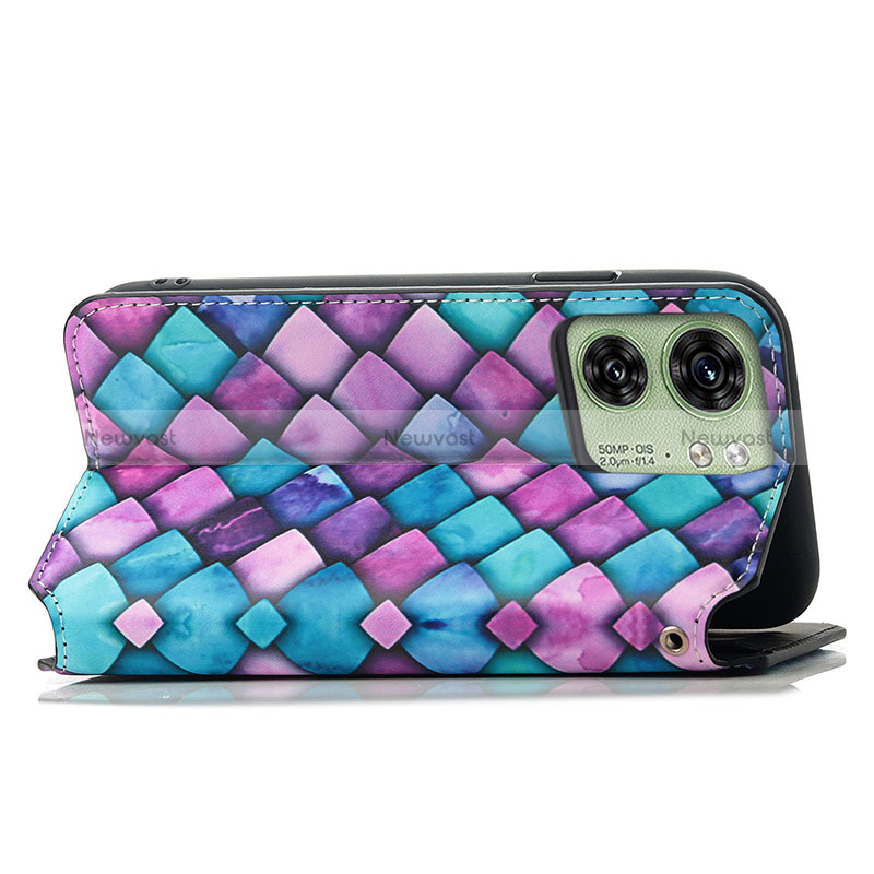 Leather Case Stands Fashionable Pattern Flip Cover Holder S02D for Motorola Moto Edge (2023) 5G