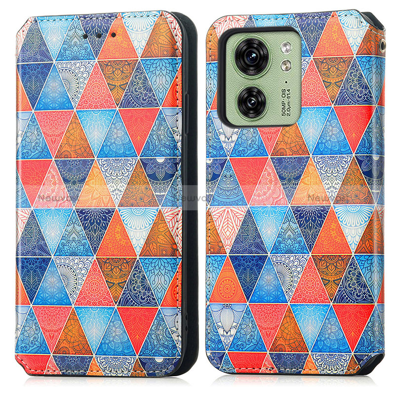 Leather Case Stands Fashionable Pattern Flip Cover Holder S02D for Motorola Moto Edge (2023) 5G